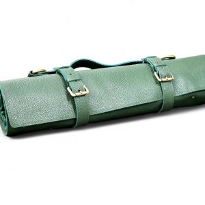 Leather knife roll bag 8 slot [Green]