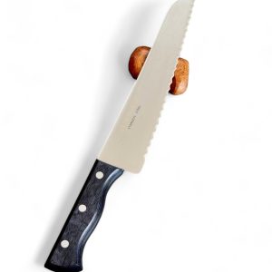 Tsubo Yoshikane Stainless Bread Knife 21cm. Pakka Handlle