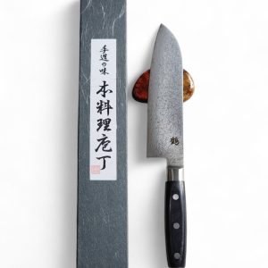 Crane Kanda 69-Layer Stainless Damascus Santoku 180mm.