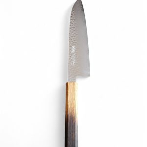 Touroku Sakai VG10 Damascus 69layers Mirror Polished Santoku 180mm. Burnt Oak Wood.